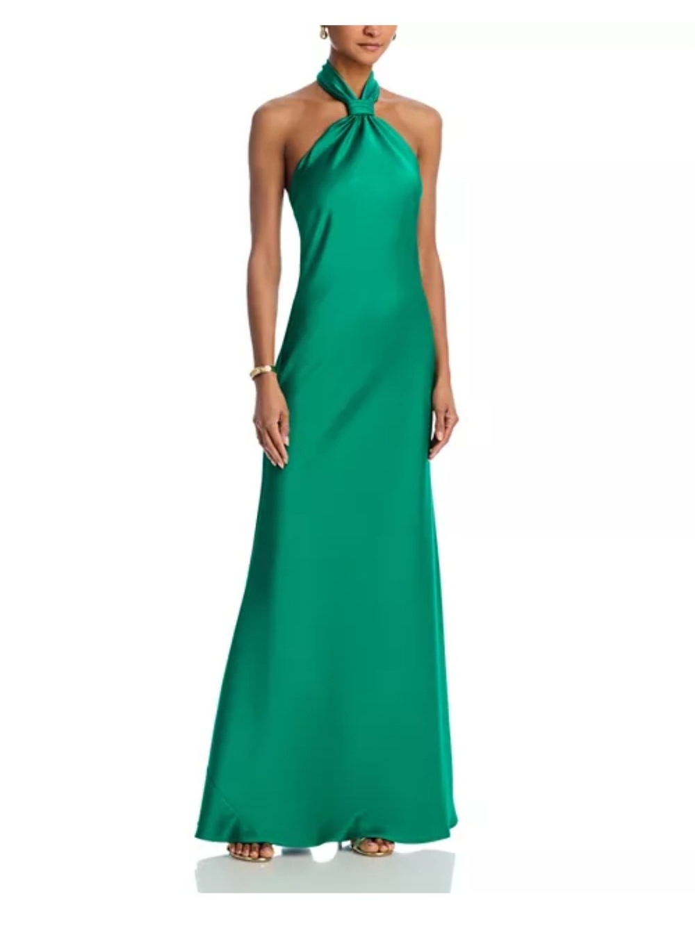 Aqua Emerald Green Strapless Halter Maxi Dress